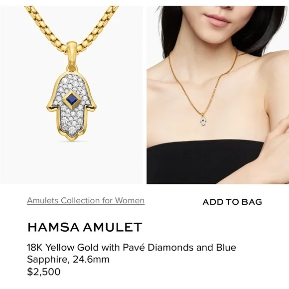 David Yurman Gold and Diamonds Hamsa Pendant - Picture 10 of 11
